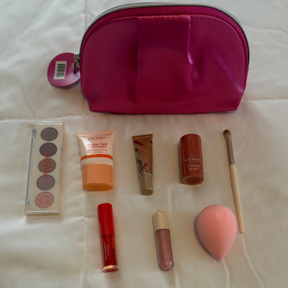 Ultra Beauty Pink Cosmetic Bag with Makeup Set